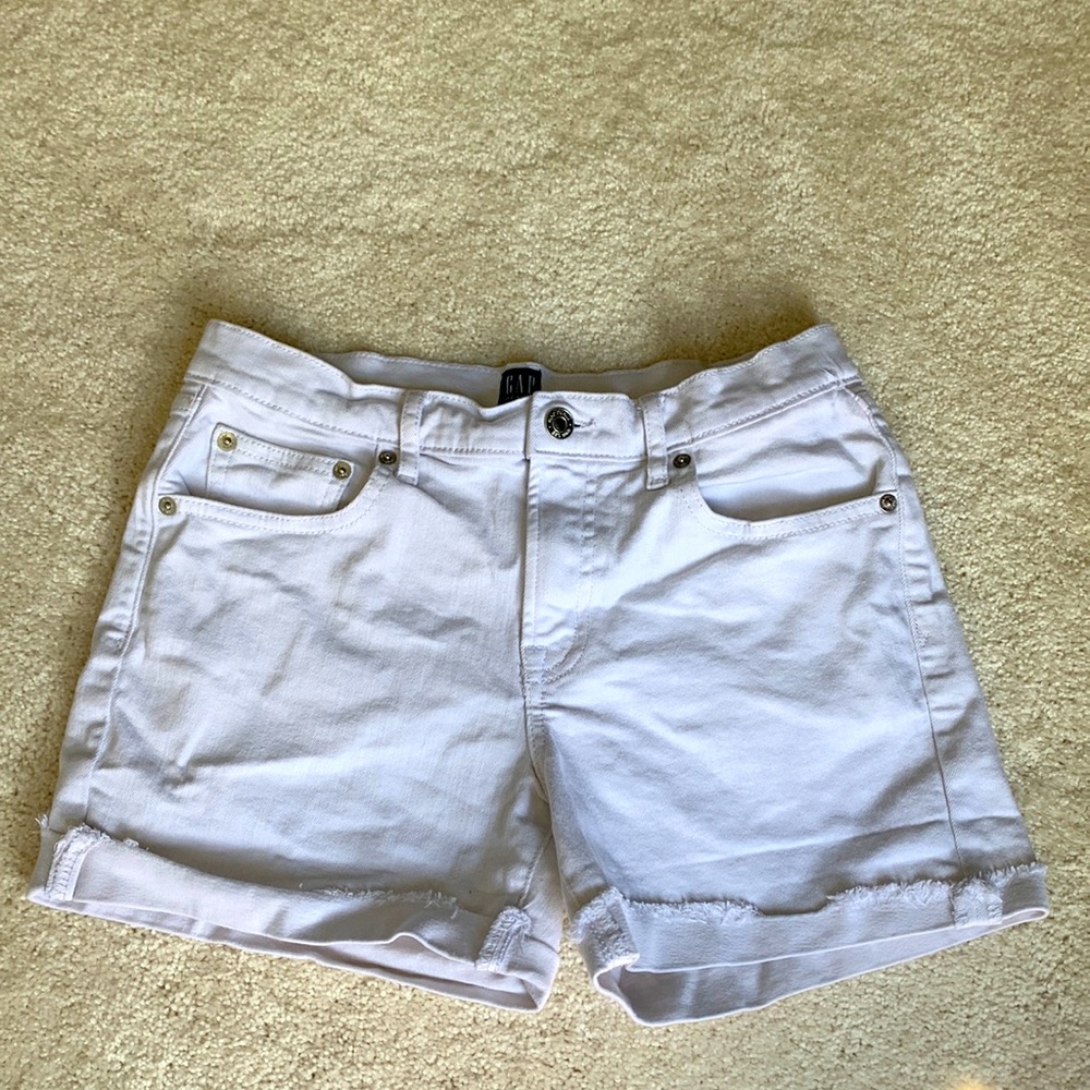 GAP white high waisted jean shorts